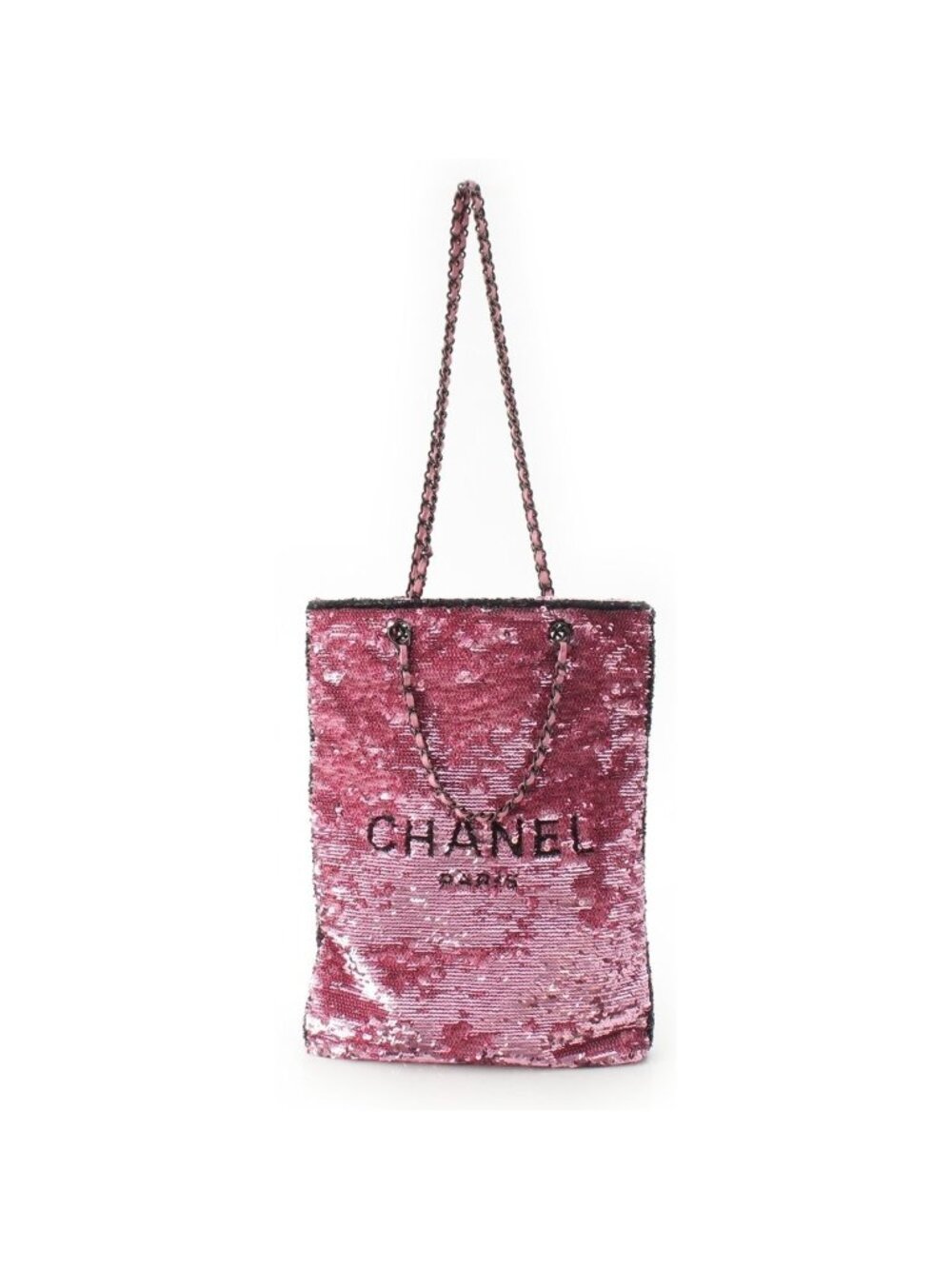 Chanel Sequin Logo 2-Way Shopping Tote Pink